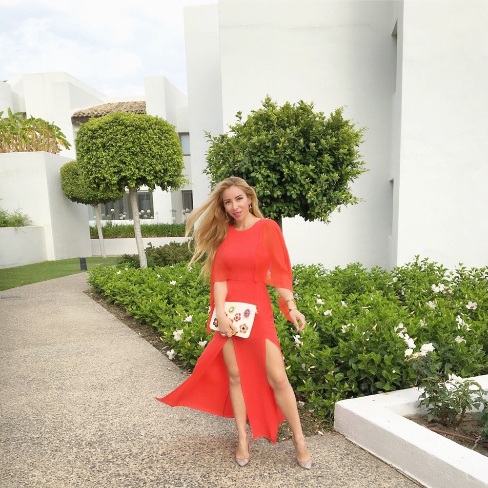 Orange BCBG dress